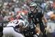 PHILADELPHIA, PA - NOVEMBER 5: Carson Wentz #11 of the Philadelphia Eagles waits for the snap against Zaire Anderson #50 of the Denver Broncos at Lincoln Financial Field on November 5, 2017 in Philadelphia, Pennsylvania. (Photo by Mitchell Leff/Getty Images)