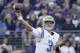 UCLA quarterback Josh Rosen throws against Washington in the first half of an NCAA college football game Saturday, Oct. 28, 2017, in Seattle. (AP Photo/Elaine Thompson)