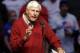 FILE - In this April 27, 2016, file photo, former Indiana basketball coach Bob Knight speaks during campaign stop for Republican presidential candidate Donald Trump in Indianapolis. The Washington Post reports that the FBI and the U.S. Army investigated complaints from four women that Knight groped them or touched them inappropriately during a visit to a U.S. spy agency in 2015. The investigation concluded a year later without charges being filed.(AP Photo/Darron Cummings, File)