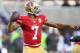SANTA CLARA, CA - JANUARY 01: Colin Kaepernick #7 of the San Francisco 49ers drops back to pbad against the Seattle Seahawks during the second quarter of their NFL football game at Levi's Stadium on January 1, 2017 in Santa Clara, California. (Photo by Thearon W. Henderson/Getty Images)