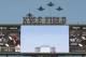 A squadron of F16's fly over Kyle Field before the start of an NCAA college football game between Mississippi State and Texas A&M on Saturday, Oct. 28, 2017, in College Station, Texas. (AP Photo/Sam Craft)