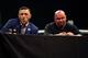 LONDON, ENGLAND - JULY 14: (L-R) Conor McGregor interacts with the media as UFC President Dana White listens on stage during the Floyd Mayweather Jr. v Conor McGregor World Press Tour event at SSE Arena on July 14, 2017 in London, England. (Photo by Jeff Bottari/Zuffa LLC/Zuffa LLC via Getty Images)