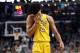 Los Angeles Lakers' Lonzo Ball wipes his face late in the fourth quarter of the Lakers' 107-96 loss to the Boston Celtics in an NBA basketball game in Boston on Wednesday, Nov. 8, 2017. (AP Photo/Winslow Townson)