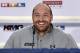 Britain's heavyweight world boxing champion Tyson Fury smiles as he talks to the media during a press conference in Cologne, Germany, Thursday, April 28, 2016. Challenger Wladimir Klitschko of Ukraine is scheduled for a rematch against Fury on Saturday July 9 at the Manchester Arena in Britain. (AP Photo/Martin Meissner)