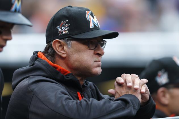 Miami Marlins manager Don Mattingly looks on in the first inning of a baseball game against the Colorado Rockies Wednesday, Sept. 27, 2017, in Denver. (AP Photo/David Zalubowski)