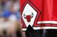INDIANAPOLIS, IN - OCTOBER 06: Detailed view of the Chicago Bulls logo on the shorts of a player against the Indiana Pacers during a preseason game at Bankers Life Fieldhouse on October 6, 2016 in Indianapolis, Indiana. The Pacers defeated the Bulls 115-108. NOTE TO USER: User expressly acknowledges and agrees that, by downloading and or using the photograph, User is consenting to the terms and conditions of the Getty Images License Agreement. (Photo by Joe Robbins/Getty Images) *** Local Caption ***