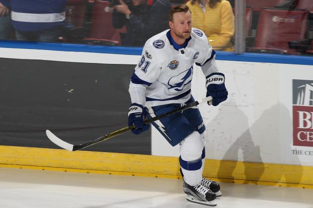 SUNRISE, FL - OCTOBER 30: Steven Stamkos #91 of the Tampa Bay Lightning skates prior to the game against the Florida Panthers at the BB&T Center on October 30, 2017 in Sunrise, Florida. (Photo by Joel Auerbach/Getty Images)