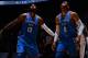 DENVER, CO - NOVEMBER 9: Paul George #13 and Russell Westbrook #0 of the Oklahoma City Thunder react to a play against the Denver Nuggets on November 9, 2017 at the Pepsi Center in Denver, Colorado. NOTE TO USER: User expressly acknowledges and agrees that, by downloading and/or using this Photograph, user is consenting to the terms and conditions of the Getty Images License Agreement. Mandatory Copyright Notice: Copyright 2017 NBAE (Photo by Bart YoungNBAE via Getty Images)