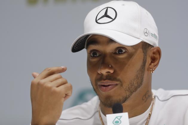 Mercedes driver Lewis Hamilton of Britain speaks during a news conference in Sao Paulo, Brazil, Wednesday, Nov. 8, 2017. Hamilton will compete Sunday in the Brazilian Formula One Grand Prix at Sao Paulo's Interlagos circuit. (AP Photo/Andre Penner)