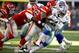 ARLINGTON, TX - NOVEMBER 05: Roy Miller #98 of the Kansas City Chiefs tackles Ezekiel Elliott #21 of the Dallas Cowboys in the second quarter of a football game at AT&T Stadium on November 5, 2017 in Arlington, Texas. (Photo by Ron Jenkins/Getty Images)