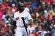 BOSTON, MA - OCTOBER 09: Jackie Bradley Jr. #19 of the Boston Red Sox reacts after striking out in the fourth inning against the Houston Astros during game four of the American League Division Series at Fenway Park on October 9, 2017 in Boston, Massachusetts. (Photo by Maddie Meyer/Getty Images)