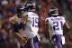 LANDOVER, MD - NOVEMBER 12: Wide receiver Adam Thielen #19 of the Minnesota Vikings celebrates with quarterback Case Keenum #7 of the Minnesota Vikings after scoring a touchdown during the second quarter against the Washington Redskins at FedExField on November 12, 2017 in Landover, Maryland. (Photo by Patrick Smith/Getty Images)