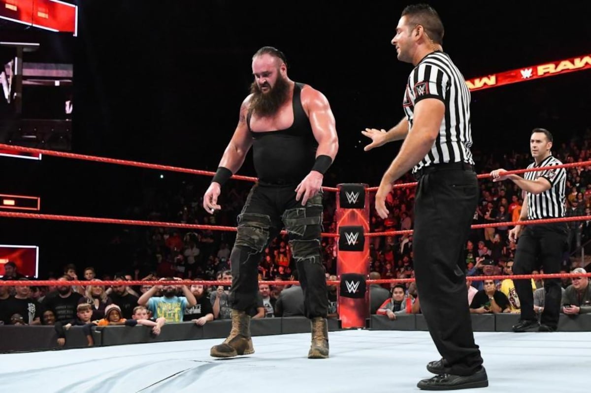 Braun Strowman Kane Through Ring Braun Strowman Kane Through Ring