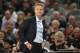 SAN ANTONIO, TX - NOVEMBER 2:  Steve Kerr of the Golden State Warriors looks on during the game against the San Antonio Spurs on November 2, 2017 at the AT&T Center in San Antonio, Texas. NOTE TO USER: User expressly acknowledges and agrees that, by downloading and or using this photograph, User is consenting to the terms and conditions of the Getty Images License Agreement. Mandatory Copyright Notice: Copyright 2017 NBAE (Photo by Darren Carroll/NBAE via Getty Images)