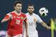 Russia's Yuri Zhirkov, left, struggles for the ball with Spain's Nacho during the international friendly soccer match between Russia and Spain in St.Petersburg, Russia, Tuesday, Nov. 14, 2017. (AP Photo/Dmitri Lovetsky)