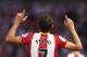 GIRONA, SPAIN - AUGUST 19: Stuani of Girona celebrates scoring his team's first goal during the La Liga match between Girona and Atletico Madrid at Municipal de Montilivi Stadium on August 19, 2017 in Girona, Spain. (Photo by Manuel Queimadelos Alonso/Getty Images)