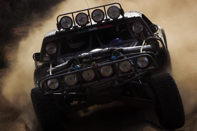 US´ Scott Myers steers his Trophy Truck during the 2008 Tecate Score Baja 1000 off-road race in the outskirts of Ensenada, Mexico, Friday, Nov. 21, 2008.(AP Photo/Guillermo Arias)