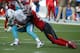 Tampa Bay Buccaneers defensive end Ryan Russell (95) sacks Miami Dolphins quarterback Jay Cutler (6), during the first half of an NFL football game, Sunday, Nov. 19, 2017, in Miami Gardens, Fla. (AP Photo/Wilfredo Lee)