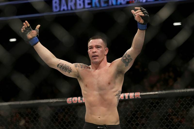 Colby Covington reacts after beating Bryan Barberena in a UFC Fight Night mixed martial arts fight in Sacramento, Calif., Saturday, Dec. 17, 2016. (AP Photo/Jeff Chiu)