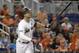 Miami Marlins' Giancarlo Stanton watches after hitting a solo home run during the first inning of an interleague baseball game against the Los Angeles Angels, Sunday, May 28, 2017, in Miami. (AP Photo/Lynne Sladky)
