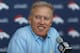 Denver Broncos general manager John Elway talks to reporters Wednesday, July 26, 2017, in Englewood, Colo. The Broncos open NFL football training camp on Thursday. (AP Photo/David Zalubowski)