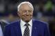   Jerry Jones, owner of the Dallas Cowboys team, is on the field during warm-up exercises before an NFL football game against the Philadelphia Eagles on Sunday, November 19, 2017 in Arlington, Texas. (AP Photo / Ron Jenkins) 