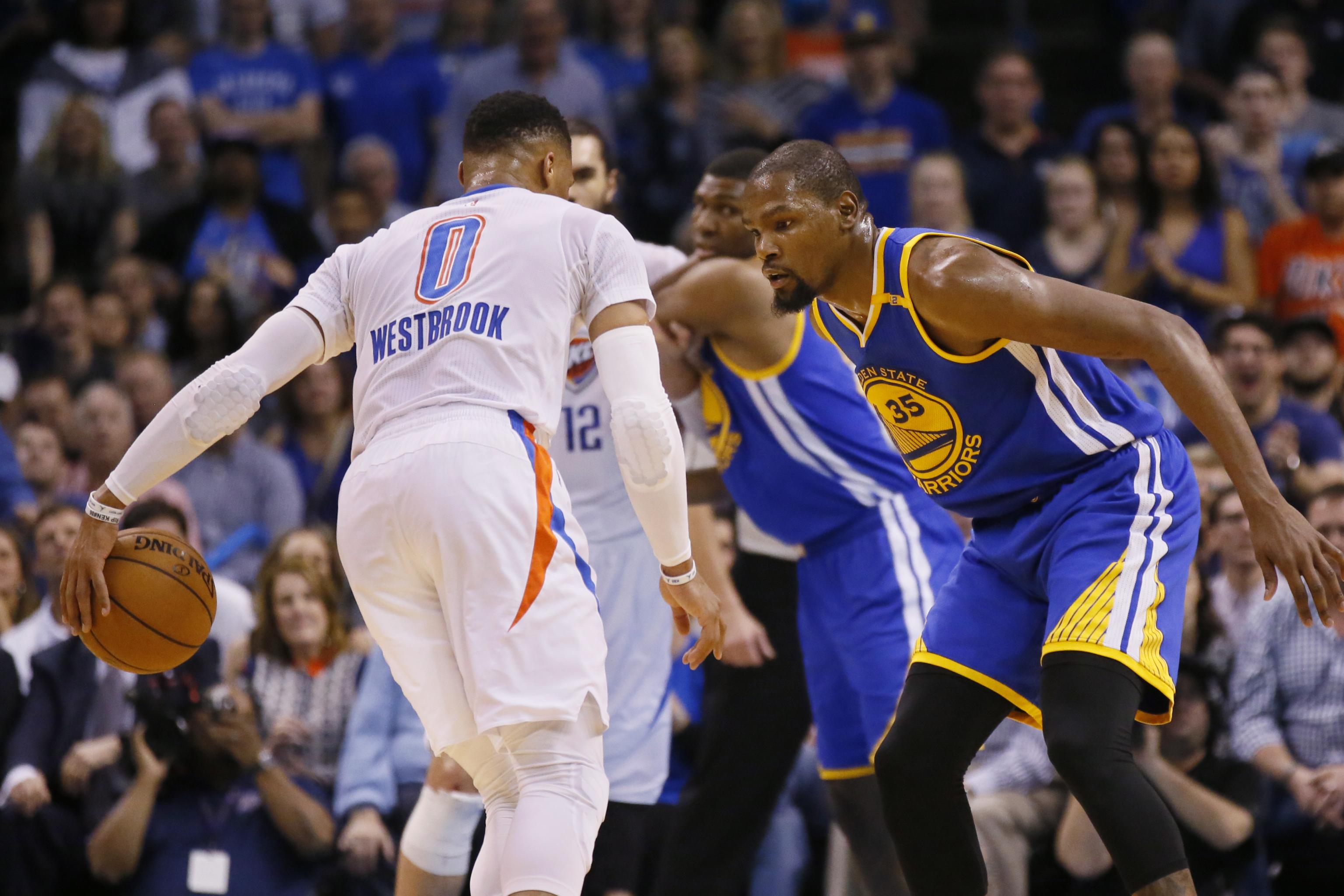 Thunder vs. Spurs open thread: Kevin Durant, Russell Westbrook face San  Antonio after joining elite MVP vote company - Golden State Of Mind