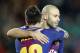 (L-R) Lionel Messi of FC Barcelona, Javier Mascherano of FC Barcelona during the UEFA Champions League group D match between FC Barcelona and Olympiacos on October 18, 2017 at the Camp Nou stadium in Barcelona, Spain.(Photo by VI Images via Getty Images)