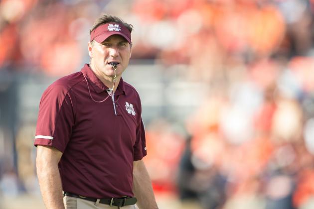 AUBURN, AL - SEPTEMBER 30: Head coach Dan Mullen of the Mississippi State Bulldogs prior to their game against the Auburn Tigers at Jordan-Hare Stadium on September 30, 2017 in Auburn, Alabama. (Photo by Michael Chang/Getty Images)