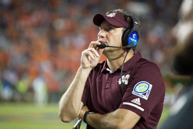 AUBURN, AL - SEPTEMBER 30: Head coach Dan Mullen of the Mississippi State Bulldogs during their game against the Auburn Tigers at Jordan-Hare Stadium on September 30, 2017 in Auburn, Alabama. (Photo by Michael Chang/Getty Images)