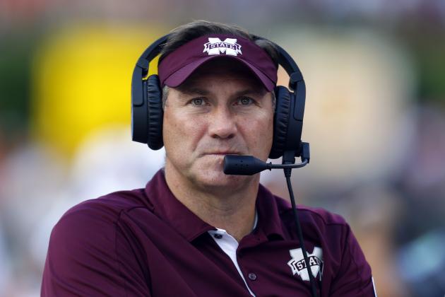 Mississippi State head coach Dan Mullen reacts to a call during the first half of an NCAA college football game against Auburn, Saturday, Sept. 30, 2017, in Auburn, Ala. (AP Photo/Butch Dill)
