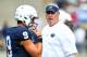 STATE COLLEGE, PA - SEPTEMBER 3: Offensive coordinator Joe Moorhead of the Penn State Nittany Lions looks on during warmups prior to the game against the Kent State Golden Flashes at Beaver Stadium on September 3, 2016 in State College, Pennsylvania. (Photo by Joe Sargent/Getty Images) *** Local Caption ***