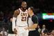 CLEVELAND, OH - NOVEMBER 28: LeBron James #23 of the Cleveland Cavaliers argues after being ejected in the second half by referee Kane Fitzgerald #5 while playing the Miami Heat at Quicken Loans Arena on November 28, 2017 in Cleveland, Ohio. Cleveland won the game 108-97. NOTE TO USER: User expressly acknowledges and agrees that, by downloading and or using this photograph, User is consenting to the terms and conditions of the Getty Images License Agreement. (Photo by Gregory Shamus/Getty Images)