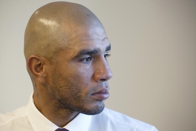 Boxer Miguel Cotto poses for a portrait, Tuesday, Oct. 17, 2017, in New York. Cotto faces Sadam Ali in a junior middleweight bout on Dec. 2 at Madison Square Garden. (AP Photo/Mark Lennihan)
