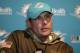 Miami Dolphins head coach Adam Gase speaks to the media following an NFL football game against the New England Patriots, Sunday, Nov. 26, 2017, in Foxborough, Mass. (AP Photo/Steven Senne)