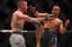 7DETROIT, MI - DECEMBER 02: Eddie Alvarez (R) battles Justin Gaethje (L) during UFC 218 at Little Ceasars Arena on December 2, 2018 in Detroit, Michigan. (Photo by Gregory Shamus/Getty Images)
