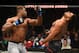 DETROIT, MI - DECEMBER 02: (L-R) Francis Ngannou of Cameroon punches Alistair Overeem of The Netherlands in their heavyweight bout during the UFC 218 event inside Little Caesars Arena on December 02, 2017 in Detroit, Michigan. (Photo by Josh Hedges/Zuffa LLC/Zuffa LLC via Getty Images)