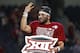 ARLINGTON, TX - DECEMBER 2: Baker Mayfield #6 of the Oklahoma Sooners celebrates after defeating the TCU Horned Frogs 41-17 in the Big 12 Championship AT&T Stadium on December 2, 2017 in Arlington, Texas. (Photo by Ron Jenkins/Getty Images)