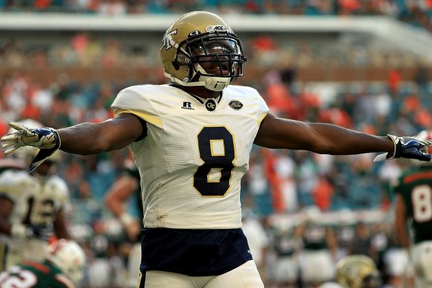 MIAMI GARDENS, FL - OCTOBER 14: Step Durham #8 of the Georgia Tech Yellow Jackets reacts to a play during a game against the Miami Hurricanes at Sun Life Stadium on October 14, 2017 in Miami Gardens, Florida.  (Photo by Mike Ehrmann/Getty Images)