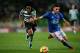 Sporting's Portuguese forward Gelson Martins (L) vies with Belenenses' French midfielder Florent Hanin during the Portuguese league football match Sporting CP vs Os Belenenses at the Alvalade stadium in Lisbon on December 1, 2017. / AFP PHOTO / FRANCISCO LEONG (Photo credit should read FRANCISCO LEONG/AFP/Getty Images)