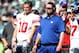 PHILADELPHIA, PA - SEPTEMBER 24: Eli Manning #10 of the New York Giants and head coach Ben McAdoo wait for the review on a touchdown scored in the second quarter by the New York Giants on September 24, 2017 at Lincoln Financial Field in Philadelphia, Pennsylvania.The touchdown was called back and the New York Giants did not score on the possession against the Philadelphia Eagles. (Photo by Elsa/Getty Images)