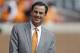 Tennessee athletic director, John Currie, is seen before an NCAA college football game Saturday, Oct. 14, 2017, in Knoxville, Tenn. (AP Photo/Wade Payne)