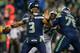 SEATTLE, WA - DECEMBER 03: Quarterback Russell Wilson #3 of the Seattle Seahawks passes against the Philadelphia Eagles at CenturyLink Field on December 3, 2017 in Seattle, Washington. (Photo by Otto Greule Jr/Getty Images)