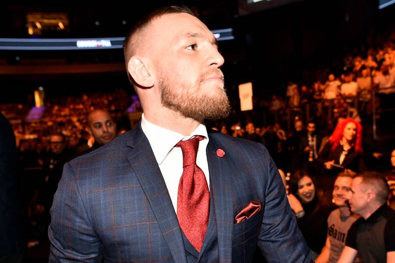 GDANSK, POLAND - OCTOBER 21: UFC lightweight champion Conor McGregor is seen in attendance during the UFC Fight Night event inside Ergo Arena on October 21, 2017 in Gdansk, Poland. (Photo by Jeff Bottari/Zuffa LLC/Zuffa LLC via Getty Images)