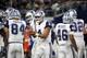 Dallas Cowboys quarterback Dak Prescott (4) breaks the huddle in the second half of an NFL football game against the Washington Redskins on Thursday, Nov. 30, 2017, in Arlington, Texas. (AP Photo/Michael Ainsworth)