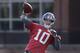 New York Giants quarterback Eli Manning throws during an NFL football practice in East Rutherford, N.J., Wednesday, Dec. 6, 2017. (AP Photo/Seth Wenig)