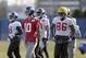 New York Giants quarterback Eli Manning, second from left, participates an NFL football practice in East Rutherford, N.J., Wednesday, Dec. 6, 2017. (AP Photo/Seth Wenig)