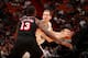 MIAMI, FL - DECEMBER 1: Cody Zeller #40 of the Charlotte Hornets handles the ball against the Miami Heat on December 1, 2017 at American Airlines Arena in Miami, Florida. NOTE TO USER: User expressly acknowledges and agrees that, by downloading and or using this Photograph, user is consenting to the terms and conditions of the Getty Images License Agreement. Mandatory Copyright Notice: Copyright 2017 NBAE (Photo by Issac Baldizon/NBAE via Getty Images)