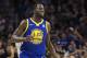Golden State Warriors' Draymond Green in action during the first half of an NBA basketball game against the Philadelphia 76ers, Saturday, Nov. 18, 2017, in Philadelphia. The Warriors won 124-116. (AP Photo/Chris Szagola)