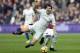 Chelsea's Alvaro Morata is faulted by West Ham United's Pedro Obiang during the English Premier League soccer match between West Ham United and Chelsea at the London stadium in London, Saturday, Dec. 9, 2017. (AP Photo/Alastair Grant)